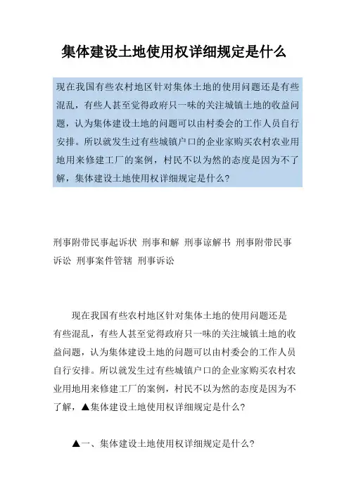 集体建设土地使用权详细规定是什么
