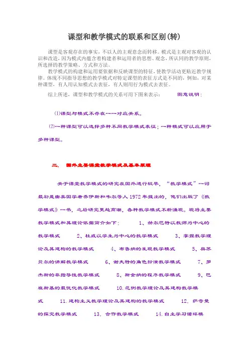 课型和教学模式的联系和区别