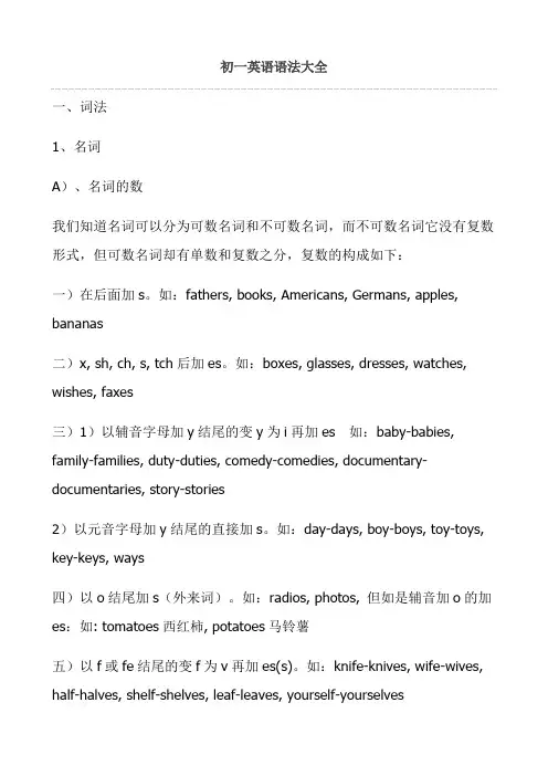 初一英语语法大全