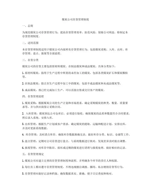 煤炭公司存货管理制度