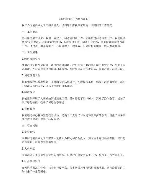 河道清四乱工作情况汇报