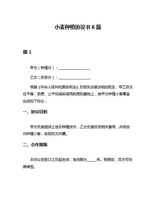 小麦种植协议书6篇