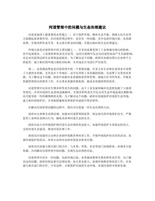 河道管理中的问题与生态治理建议