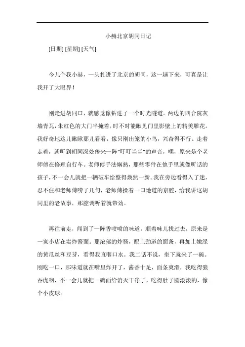 小赫北京胡同日记