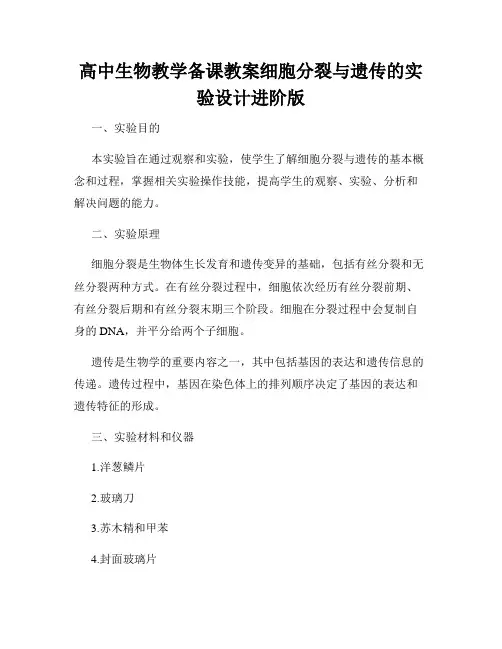 高中生物教学备课教案细胞分裂与遗传的实验设计进阶版