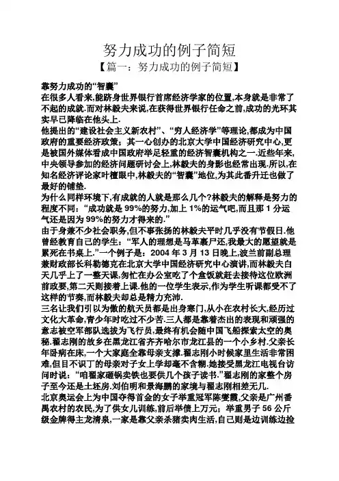 努力成功的例子简短