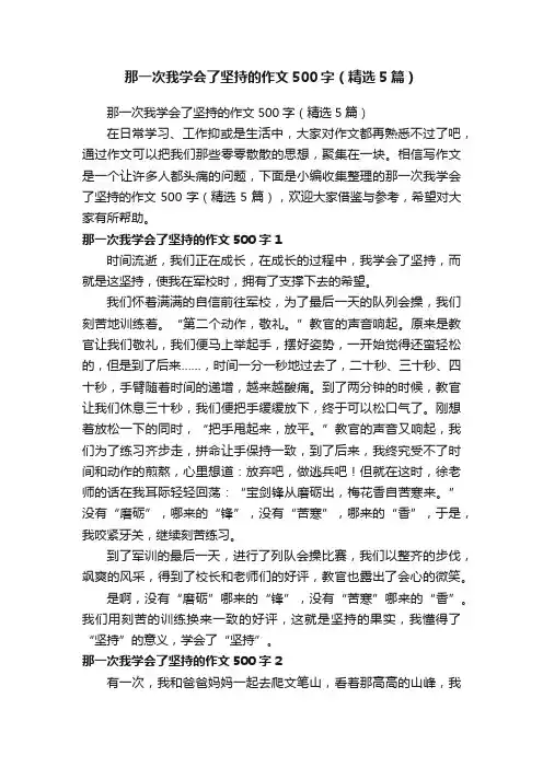 那一次我学会了坚持的作文500字（精选5篇）