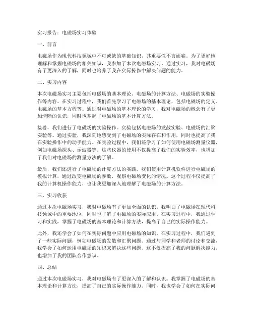 实习报告关于电磁场