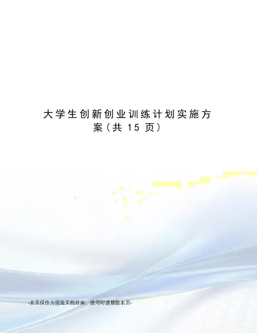 大学生创新创业训练计划实施方案