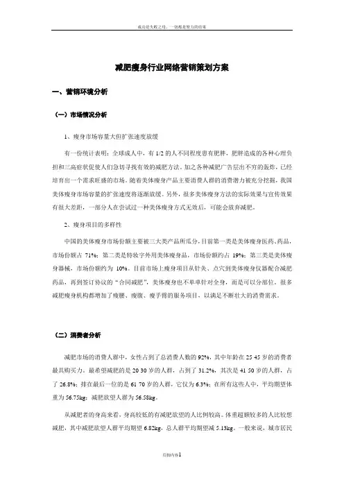 减肥瘦身行业网络营销策划方案