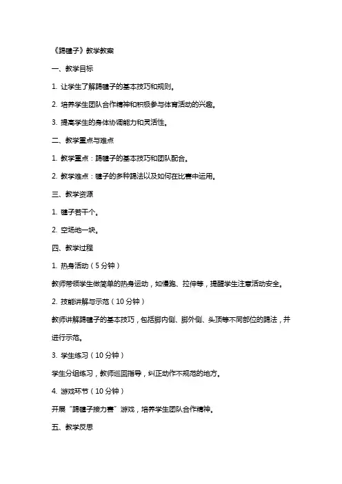 《踢毽子》教学教案