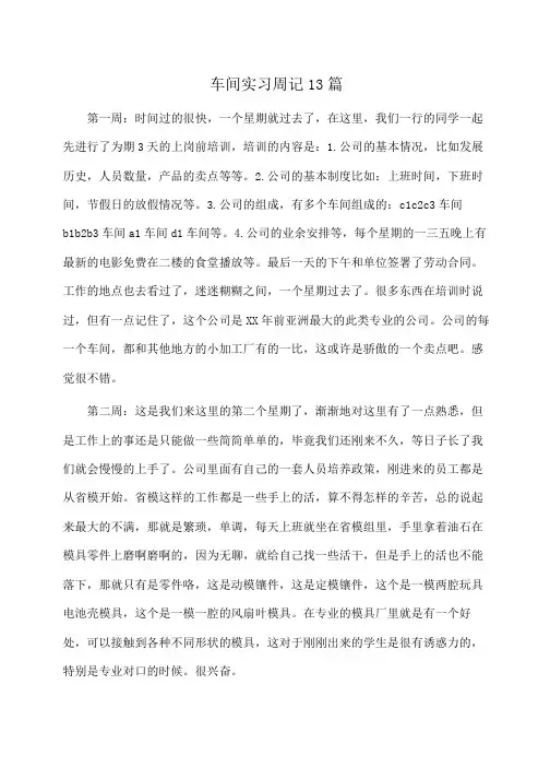车间实习周记13篇(周记)
