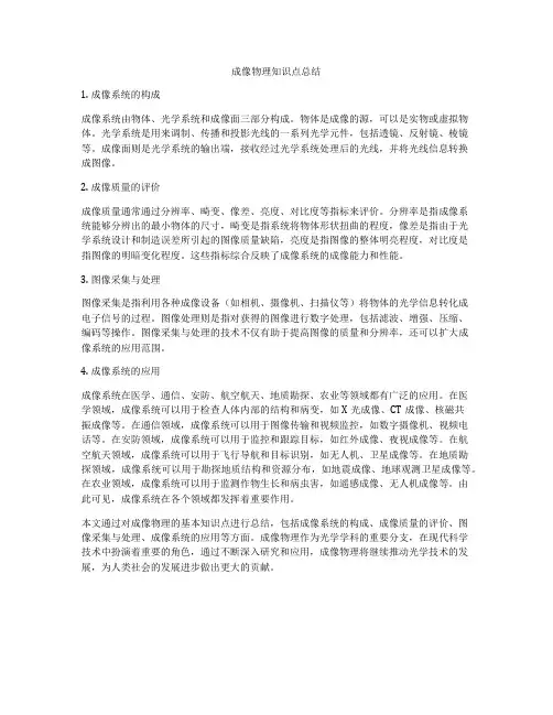 成像物理知识点总结