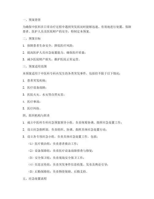 中医科专科应急预案