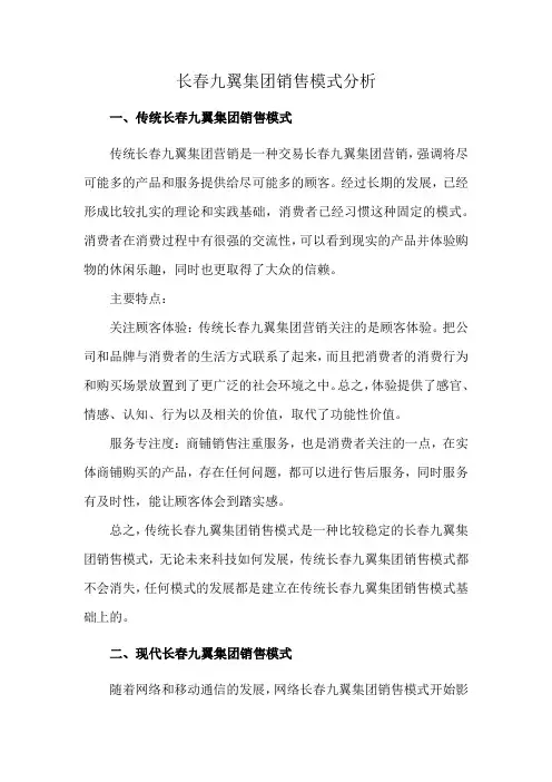 长春九翼集团销售模式分析