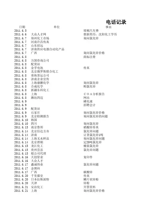 电话记录本