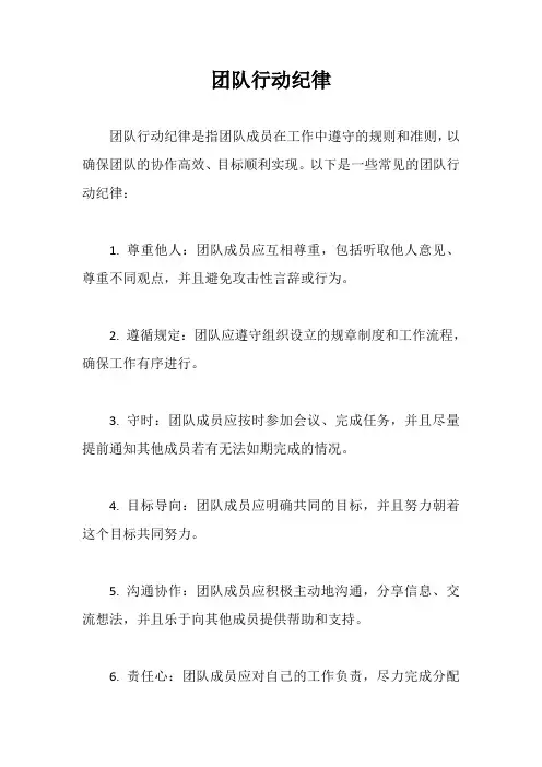 团队行动纪律