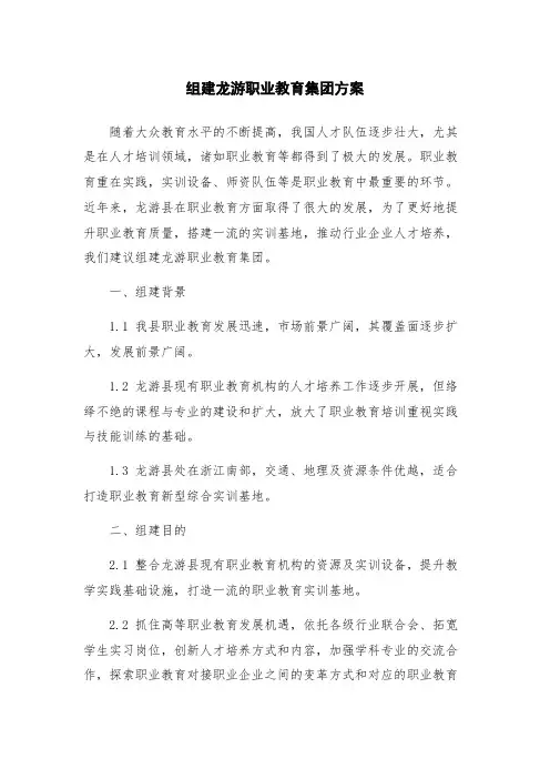 组建龙游职业教育集团方案