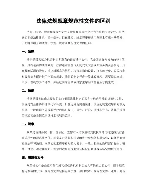 法律法规规章规范性文件的区别