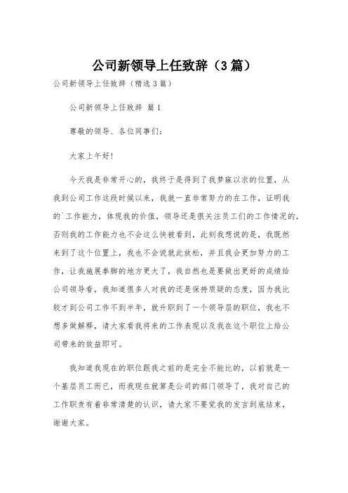 公司新领导上任致辞(3篇)