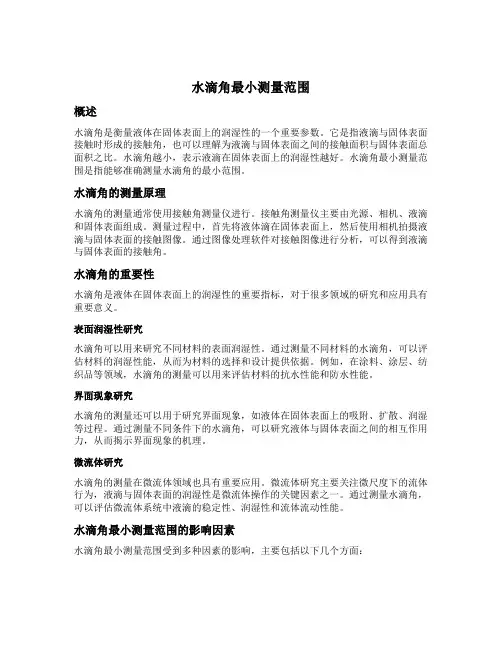 水滴角最小测量范围