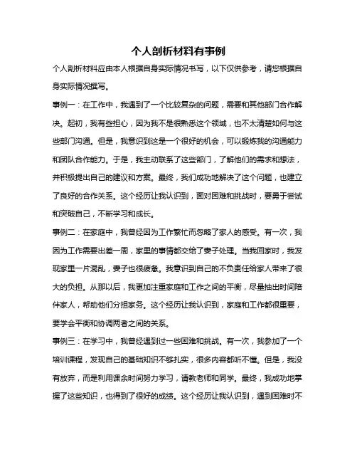 个人剖析材料有事例