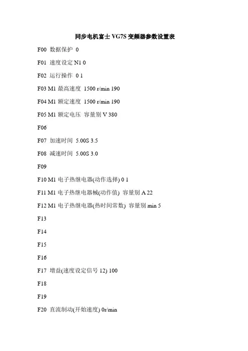 同步电机富士VG7S变频器参数