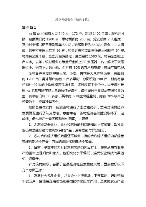 蹲点调研报告（精选6篇）