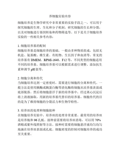 养细胞实验内容