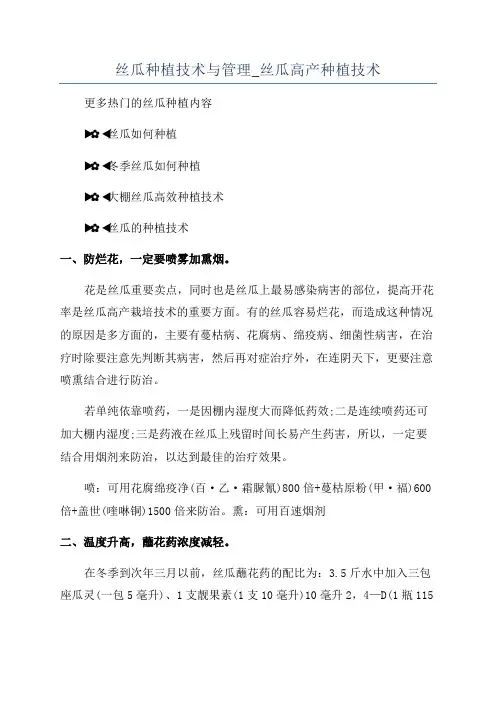 丝瓜种植技术与管理_丝瓜高产种植技术