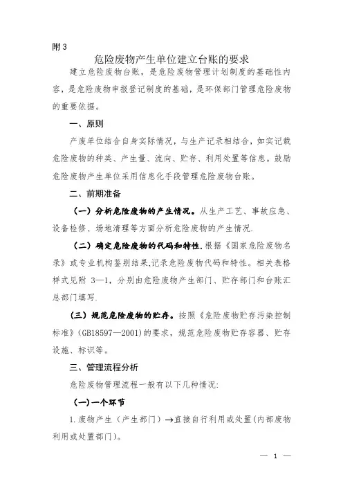 危险废物管理台账