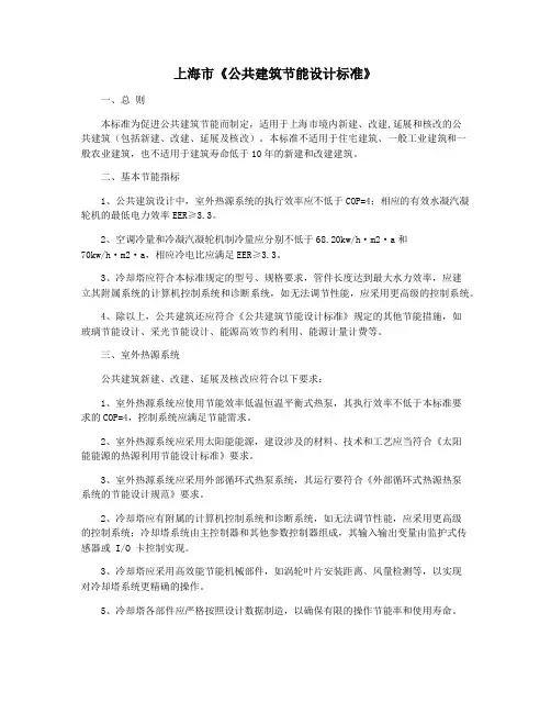 上海市《公共建筑节能设计标准》