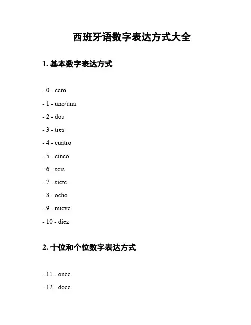 西班牙语数字表达方式大全