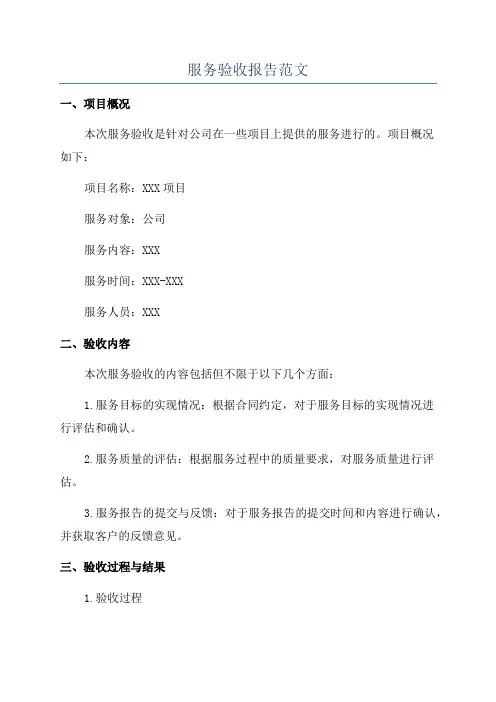 服务验收报告范文