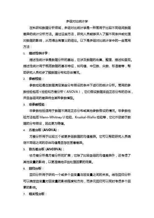 多组对比统计学