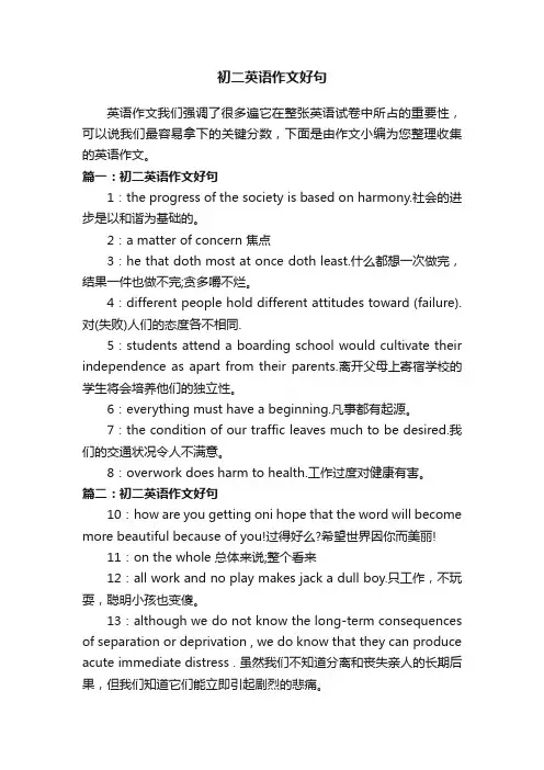 初二英语作文好句