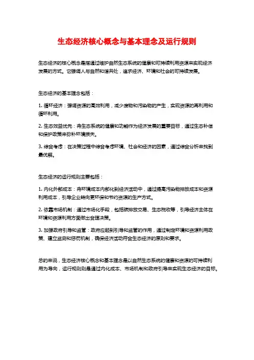 生态经济核心概念与基本理念及运行规则