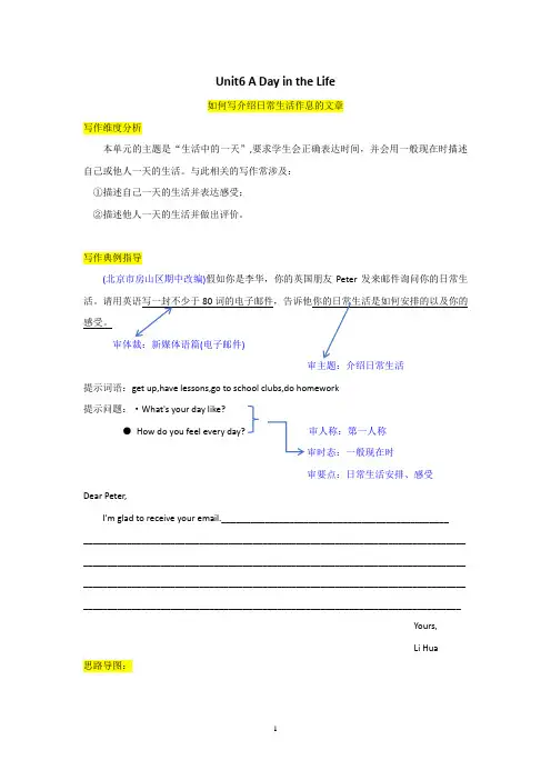 新人教版(2024)七年级英语上册Unit 6 单元作文讲解与训练