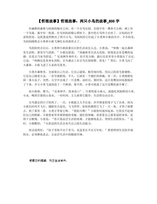 【哲理故事】哲理故事：两只小鸟的故事_800字