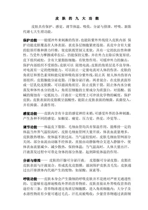 皮肤的功能