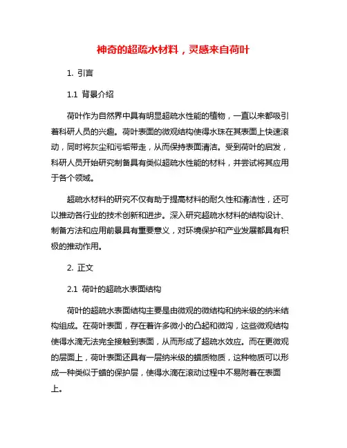 神奇的超疏水材料,灵感来自荷叶