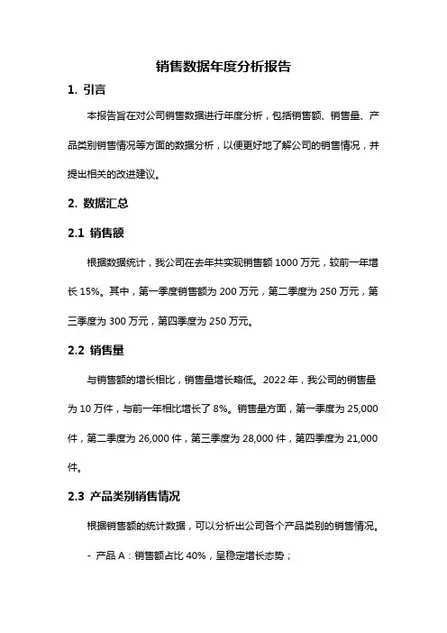 销售数据年度分析报告