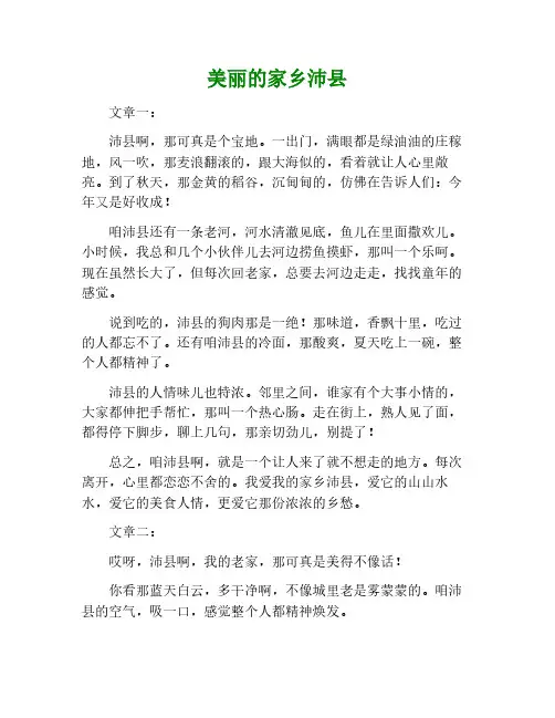 美丽的家乡沛县作文