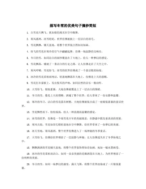 描写冬雪的优美句子摘抄简短