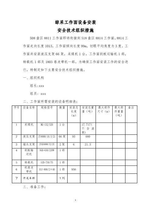 综采工作面设备安装讲解