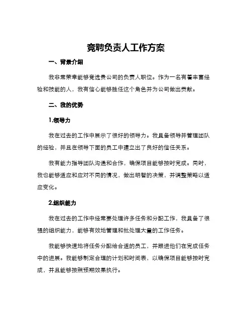 竞聘负责人工作方案