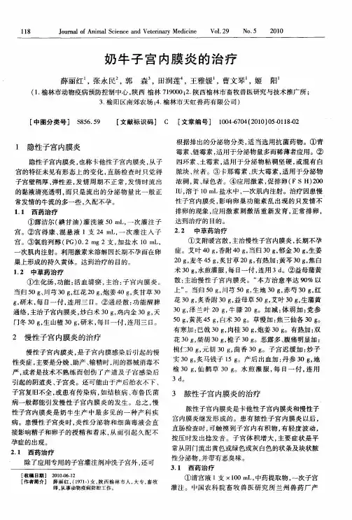 奶牛子宫内膜炎的治疗