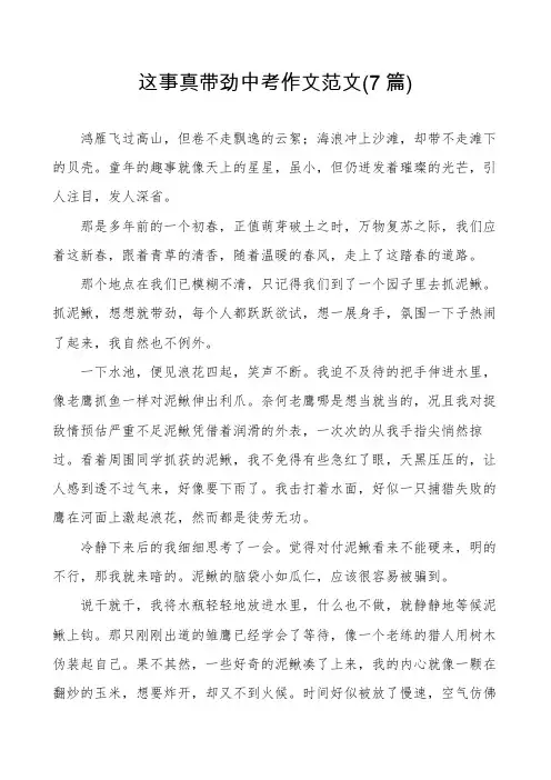 这事真带劲中考作文范文(7篇)
