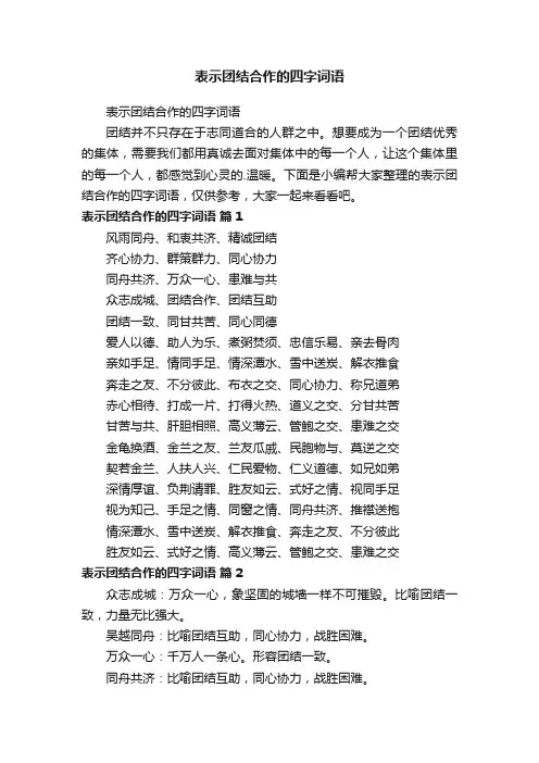 表示团结合作的四字词语