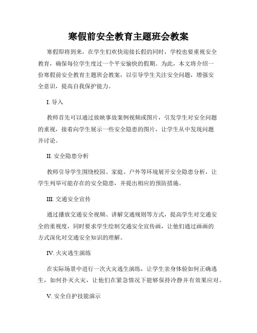 寒假前安全教育主题班会教案